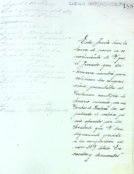 Carta del president del Centre de Lectura, Enric Bages, comunicant els títols de la composició a les quals s'ha adjudicat algun dels premis del Certamen