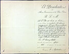 Invitació de l'Ateneo Tarraconense de la Clase Obrera a la inauguració del curs acadèmic 1902-1903