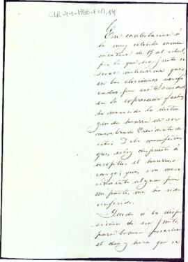 Carta de Josep M. Morlius acceptant el càrrec de president de l'entitat