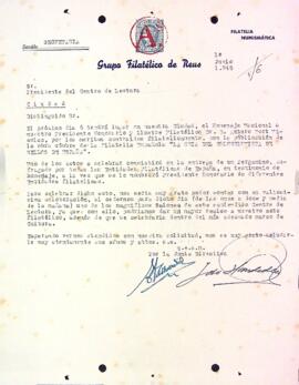 Carta del Grupo Filatélico de Reus al Centre de Lectura de Reus