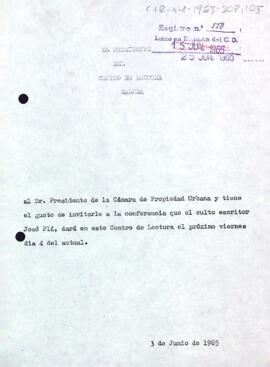 Invitació a la Cambra de la Propietat Urbana de Reus i Comarques