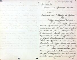 Carta d'agraïment de Josep Salvat Gusí al president del Centre de Lectura per haver-lo nomenat soci d'honor de l'entitat