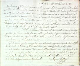 Carta de Ramon Vilella a Víctor Balaguer adjuntant el corresponent títol per haver estat escollit soci de mèrit i també, a la vegada, agraint el donatiu rebut.