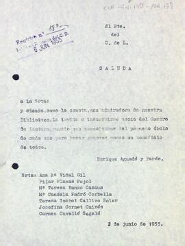 Invitació per fer-se sòcia del Centre de Lectura