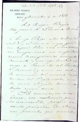 Carta de renuncia al càrrec de l'actual president de Centre, Ricard Guasch