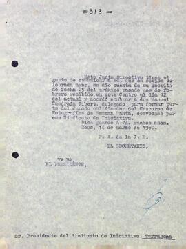 Nomenament de Manuel Cuadrada com a membre del jurat del Concurs de Fotografia de Setmana Santa que organitza el Sindicato de Iniciativa