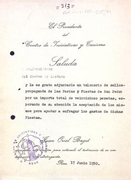 Talonari de recaptació de fons per les festes de Sant Pere