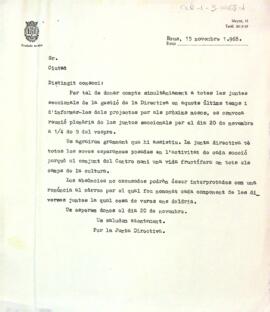 Convocatòria de reunió del consell directiu a totes les juntes seccionals