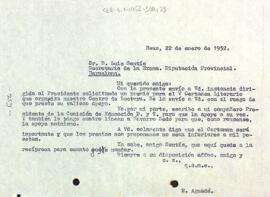 Carta d'Enric Aguadé Parés a Lluís Sentís