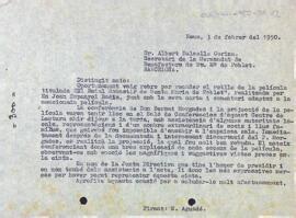 Agraïment a Albert Balsells per l'enviament d'una pel·lícula de monestir de Poblet