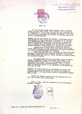 Carta del president a l'alcalde de Reus sol·licitant una subvenció per la VI Setmana de Cinema de divulgació científica