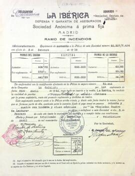 Suplement a la Pòlissa d'assegurança amb la Companyia La Ibérica número 7434