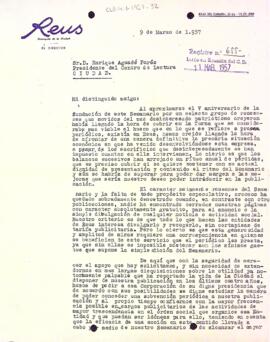 Carta de Reus, Semanario de la Ciudad al Centre de Lectura