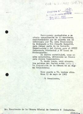 Carta del president a la Cambra de Comerç de Reus