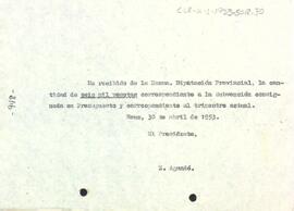 Carta del president a la Diputació Provincial de Tarragona