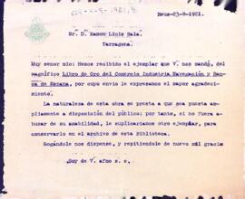 Agraïment a Ramon Lluís Sala pel seu donatiu