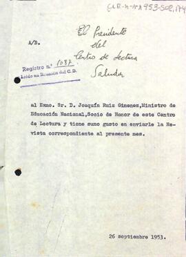 Carta del president a Joaquín Ruiz-Giménez