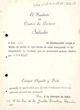 Invitació del president als membres de la Junta Directiva a l'acte inaugural de l'exposició de ventalls