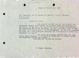 Carta de Rafel Mestres al president de Música