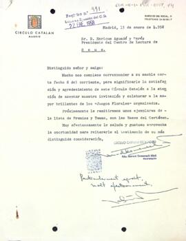 Agraïment per part del Círculo Catalán de Madrid