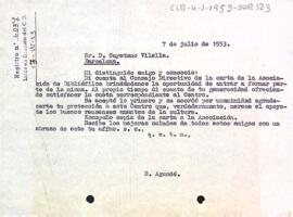 Carta d'agraïment del president a Gaietà Vilella