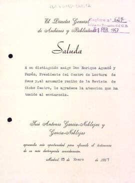 Carta d'agraïment de José Antonio García-Noblejas