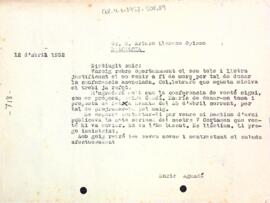 Carta d'Enric Aguadé Parés a Artur Llorens Opisso
