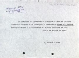 Carta del president al Patronat de les Escoles d'Art de la Diputació de Tarragona