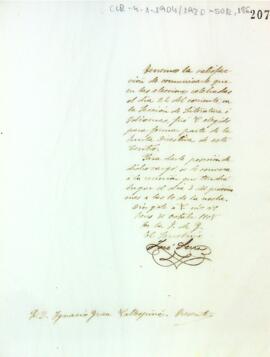 Comunicació del secretari Josep Serra a Joan Baptista Grau i Vallespinós per informar que en les darreres eleccions ha estat elegit per formar part de la junta de la sección de literatura e idiomas del Centre de Lectura