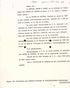 Petició per entrar a formar part del Consejo Superior de Investigaciones Científicas de Madrid