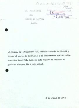 Invitació del president al Círculo Catalán de Madrid