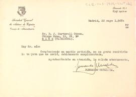 Carta de Fernando Moraleda a Josep Martorell Òdena
