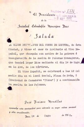 Carta de Josep Freixes Montlleó