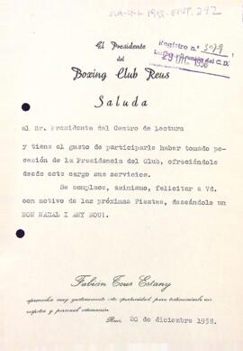 Presentació del nou president del Boxing Club Reus