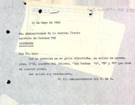 Carta del president a l'administrador de la revista Ibérica