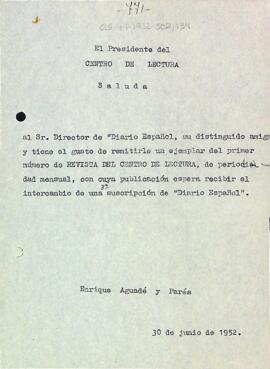 Carta d'Enric Aguadé Parés al director del Diario Español