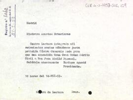 Carta del president al ministre d'Assumptes Exteriors