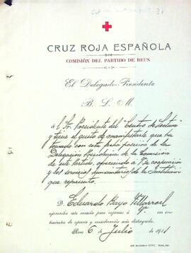 Eduardo Bayo informa que a pres possessió del càrrec de president de la Comissió del Partir de Reus de la Cruz Roja Española