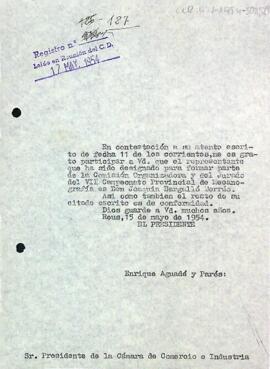 Carta del president a la Cambra de Comerç de Reus