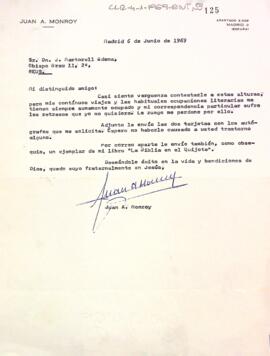 Carta de Juan A. Monroy a Josep Martorell Òdena