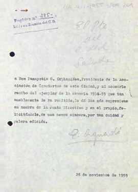 Agraïment per les memòries de l'Associació de Concerts de Reus