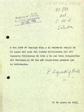 Carta del president a Josep M. Domingo Blay