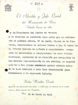 Invitació a la "Fiesta de la Victoria"