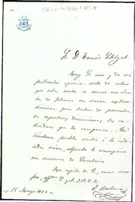 Carta de J. Bartrina disculpant la seva absència a la reunió de la Junta, i adjuntant la seva carta de dimissió