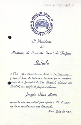 Invitació actes de Sant Cristòfol