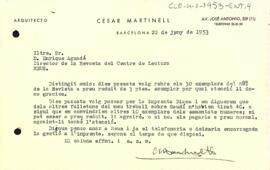Carta de Cèsar Martorell al president