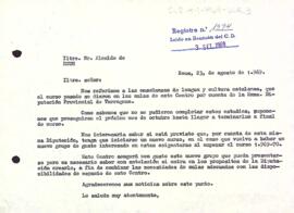 Carta del president a l'alcalde de Reus
