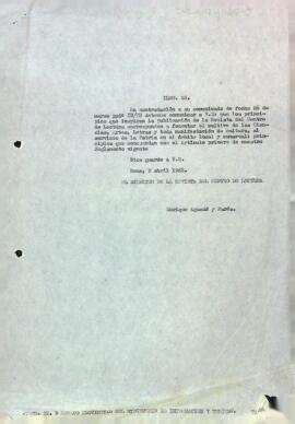 Carta del director al delegat provincial d'informació i turisme