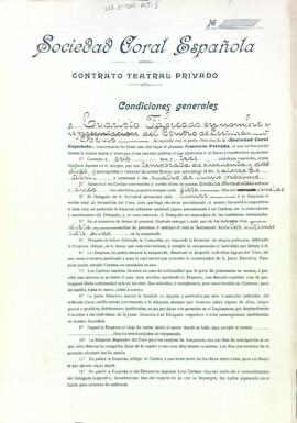 Contracte entre el Centre de Lectura i la Sociedad Coral Española