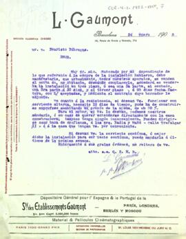 Carta sobre la comanda d'un màquina cinematogràfica